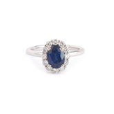 1.50 Carats Sapphire Diamonds 18 Carats White Gold Pompadour Ring